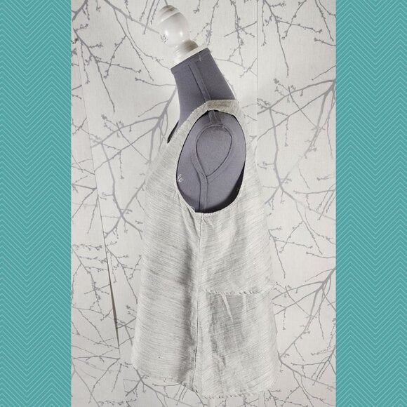 Lord & Taylor Silver Spacedye Linen Blend Keyhole Tank - Picture 2 of 5